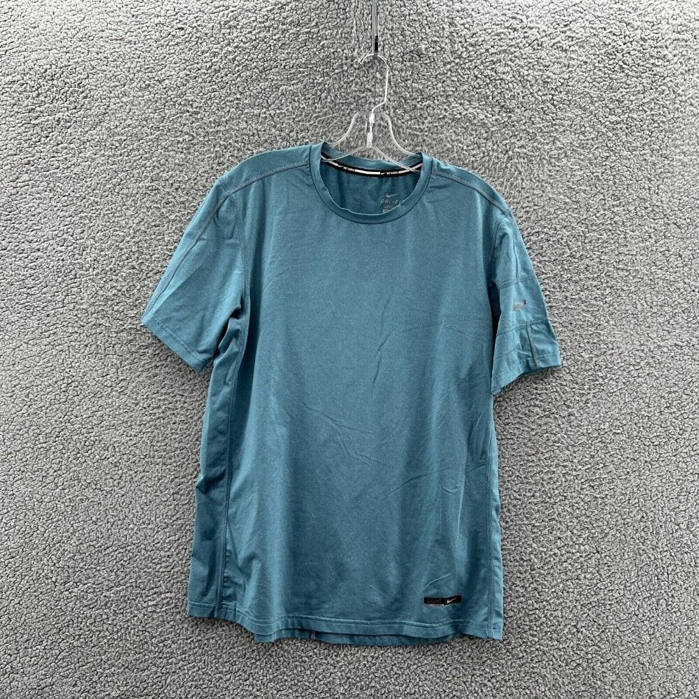 Nike Running T-Shirt Mens Large Short Sleeve Blue Dri Fit Shirt